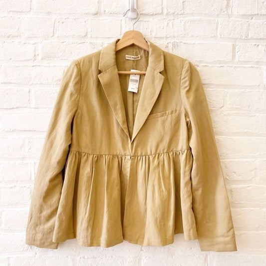 Ulla Johnson || Amadie Gathered Peplum Jacket Blazer Tan 2 NWT