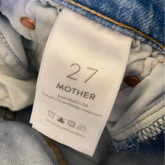 MOTHER || The Stinger Flood in Camera Obscura Mid Rise Straight Jeans Blue 27