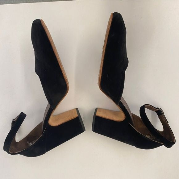 Rachel Comey || Bali Ankle Strap Heels Velvet Square Toe Block Black 7