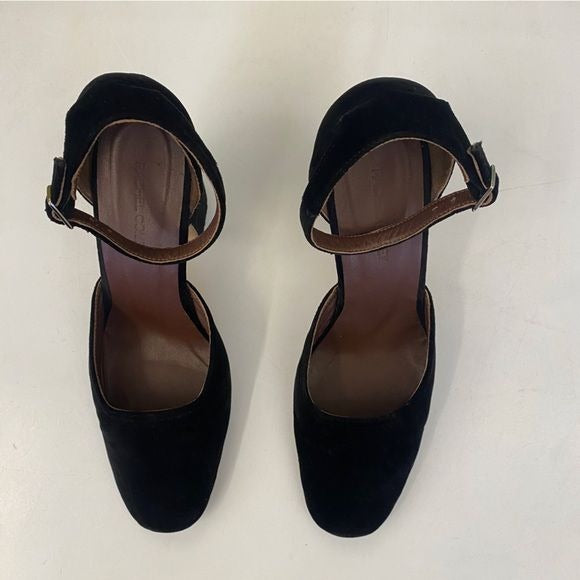 Rachel Comey || Bali Ankle Strap Heels Velvet Square Toe Block Black 7