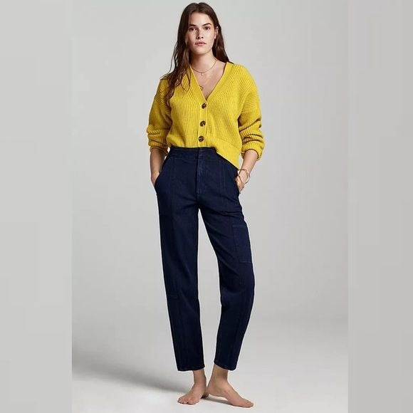 Anthropologie || Pilcro Ultra High-Rise Relaxed Jogger Jeans Dark Blue Wash 26