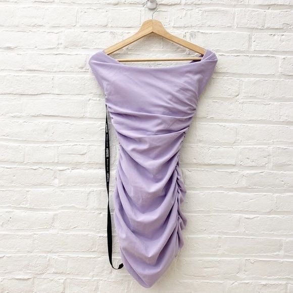 Heiress Beverly Hills || Lilac Corset Drape Mini Dress Ruched Purple XS NWT