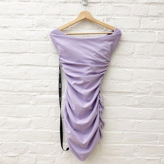 Heiress Beverly Hills || Lilac Corset Drape Mini Dress Ruched Purple XS NWT