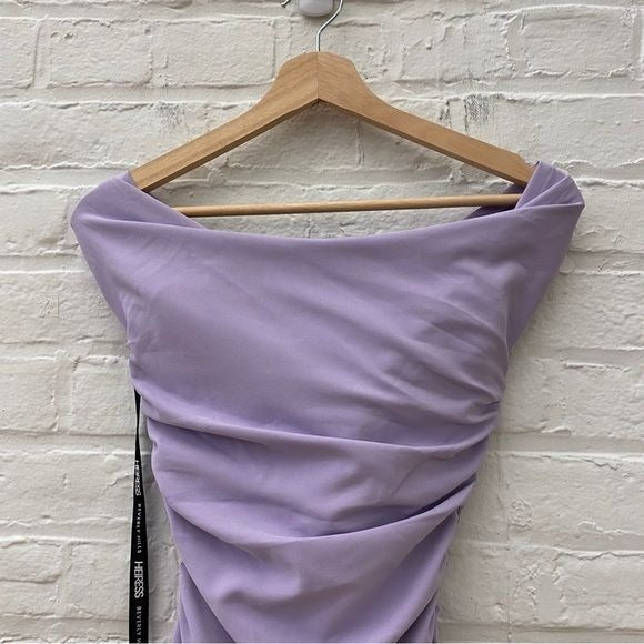 Heiress Beverly Hills || Lilac Corset Drape Mini Dress Ruched Purple XS NWT