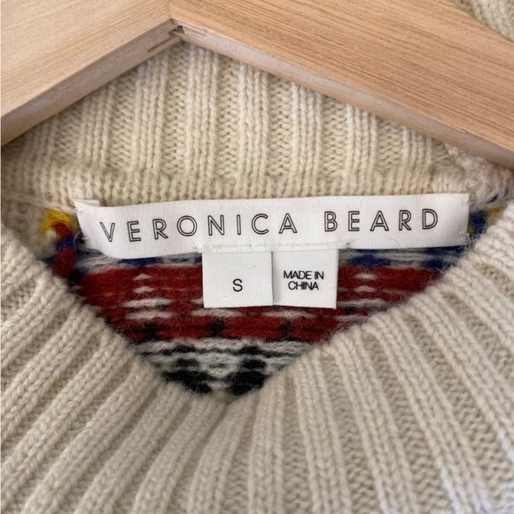 Veronica Beard || Jimena Jacquard Sweater Merino Wool Patterned Ivory Small