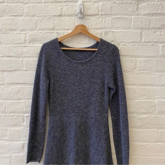 Peruvian Connection || Jasmine Alpaca Sweater Dress Fit Flare Gray Blue Small