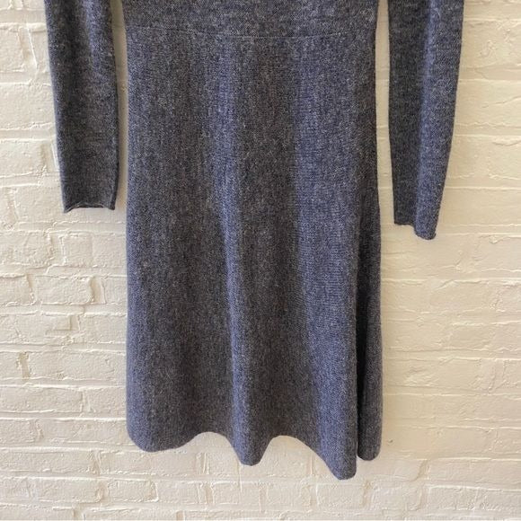 Peruvian Connection || Jasmine Alpaca Sweater Dress Fit Flare Gray Blue Small