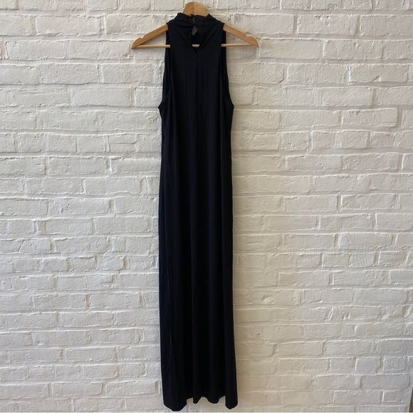 Reformation || Rivers High Neck Knit Maxi Dress Jersey Gown Slit Black S NWT