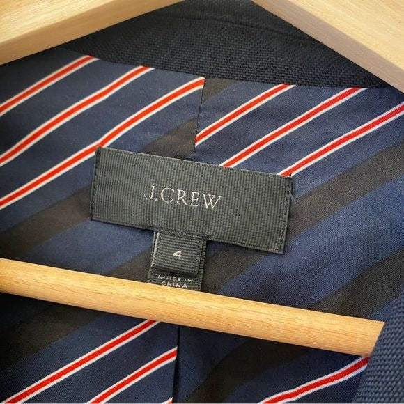 J. Crew || Dover Blazer Double Breasted Italian Wool Navy Blue Gold Buttons 4