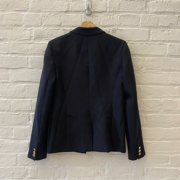 J. Crew || Dover Blazer Double Breasted Italian Wool Navy Blue Gold Buttons 4