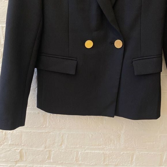 J. Crew || Dover Blazer Double Breasted Italian Wool Navy Blue Gold Buttons 4