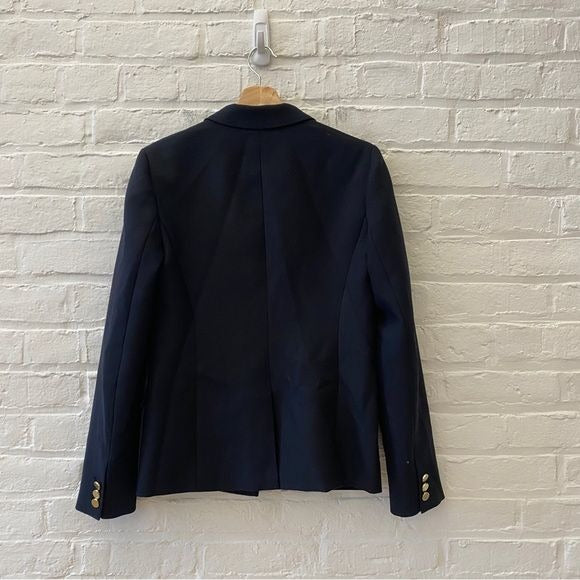 J. Crew || Dover Blazer Double Breasted Italian Wool Navy Blue Gold Buttons 4