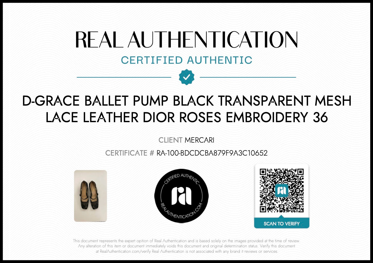 Christian Dior || D-grace Ballet Pump Black Mesh Lace Leather Roses Embroidery 36