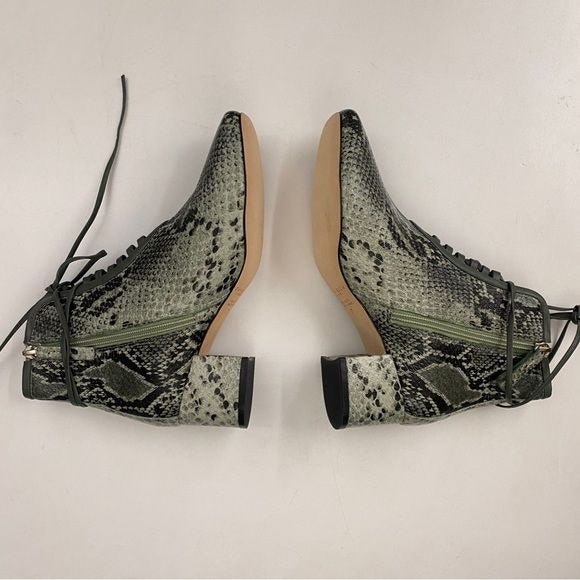 Daniella Shevel || Cleo Snake Boots Booties Lace Up Green 37