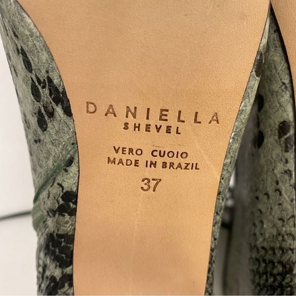 Daniella Shevel || Cleo Snake Boots Booties Lace Up Green 37