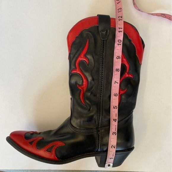 Vintage || Black + Red Cowboy Western Boots 8.5