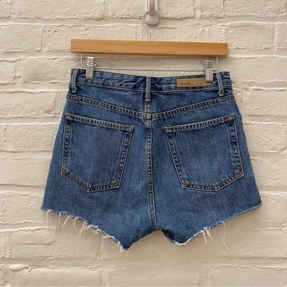 GRLFRND || Poppy Denim Shorts Distressed Cutoffs Good Luck Charm Blue 26