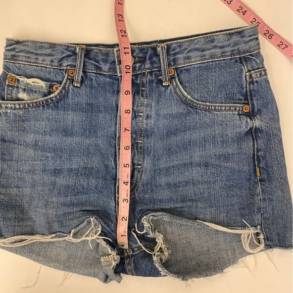 GRLFRND || Poppy Denim Shorts Distressed Cutoffs Good Luck Charm Blue 26