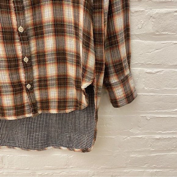 CP Shades || Romy Double Lined Plaid Button Down Shirt Flannel Look Small