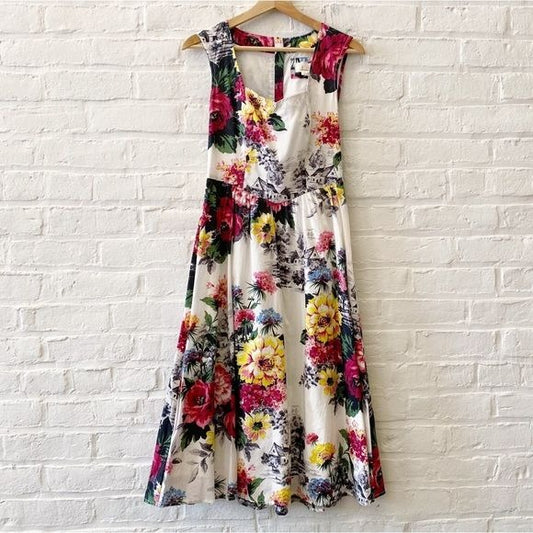 Anthropologie || Amelia Fit and Flare Midi Dress Toile Floral 2