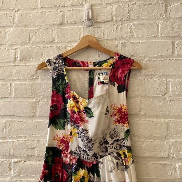 Anthropologie || Amelia Fit and Flare Midi Dress Toile Floral 2