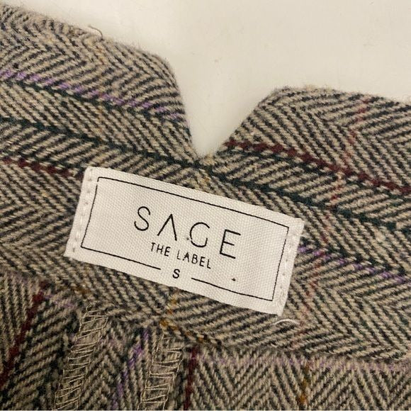 Sage the Label || League of Her Own Herringbone Trousers Wide Leg Pants Small