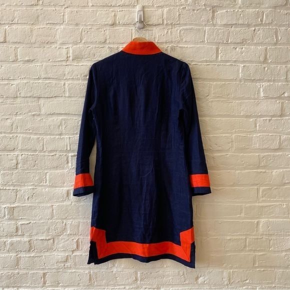 Tuckernuck || Sail to Sable Long Sleeve Classic Tunic Dress Navy Orange Small