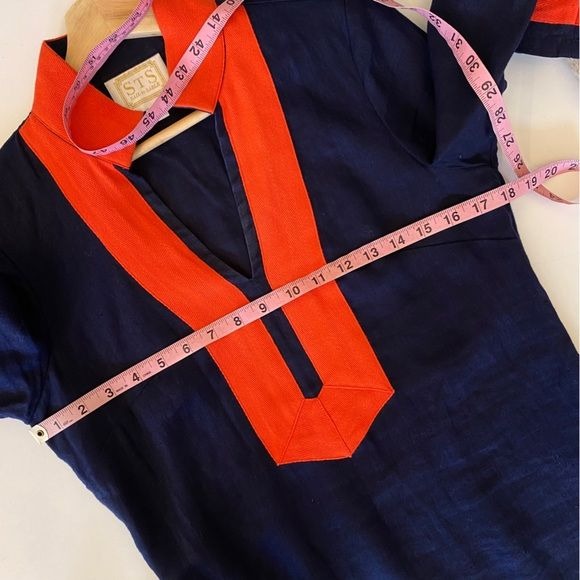 Tuckernuck || Sail to Sable Long Sleeve Classic Tunic Dress Navy Orange Small