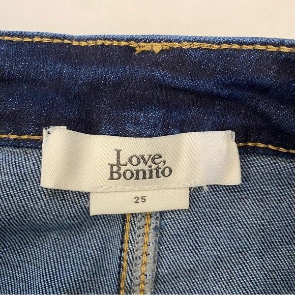 Love, Bonito || Safina Wide Leg Jeans High Rise Cropped Blue 25