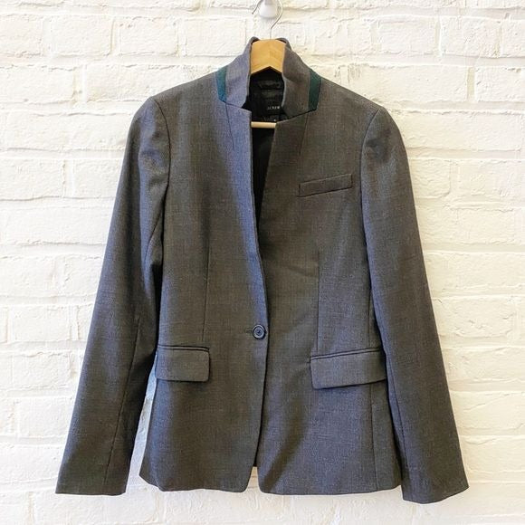 J.Crew || Regent Standing Collar Blazer in Wool Flannel Gray  Green 4