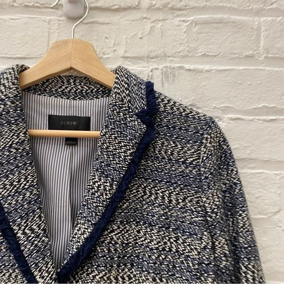 J. Crew || Tweed Lady Jacket Fringe Hem Blazer Jacket Navy 4