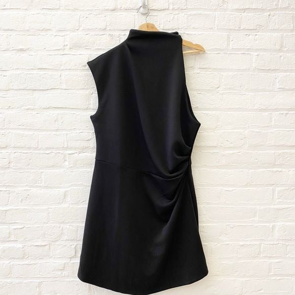 Showpo. || Rubie Mini Dress High Neck Asymmetrical One Shoulder Black US 14 NWT