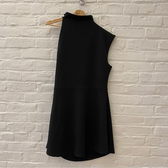 Showpo. || Rubie Mini Dress High Neck Asymmetrical One Shoulder Black US 14 NWT