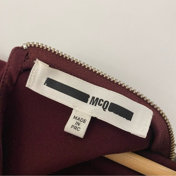 McQ Alexander McQueen || Ponte Mini Dress Long Sleeve Port Burgundy Small