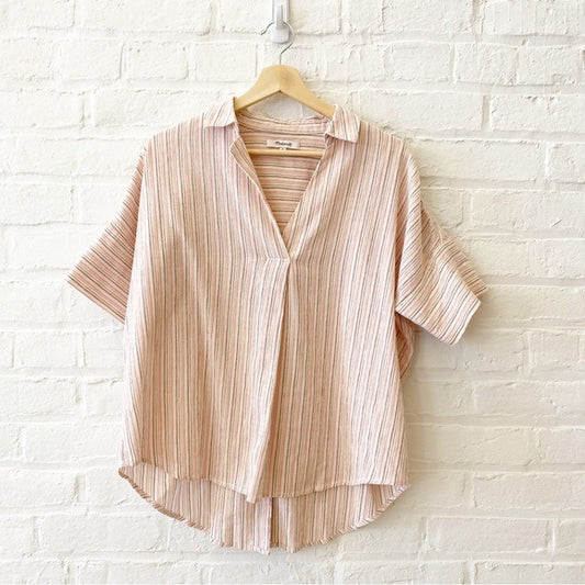 Madewell || Courier Button Back Shirt in Brampton Stripe Small