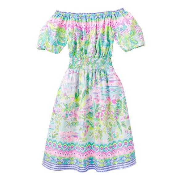 Lilly Pulitzer || Camille Dress Island Hopping Smocked Fit & Flare Small