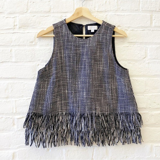 Mud Pie || River Fringe Tank Tweed Black Small