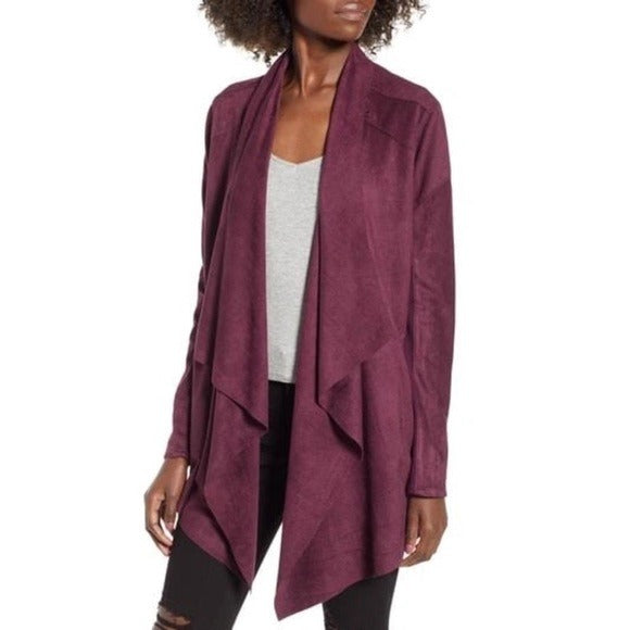 Blank NYC || Cloud Nine Drape Jacket Faux Suede Merlot Red Purple