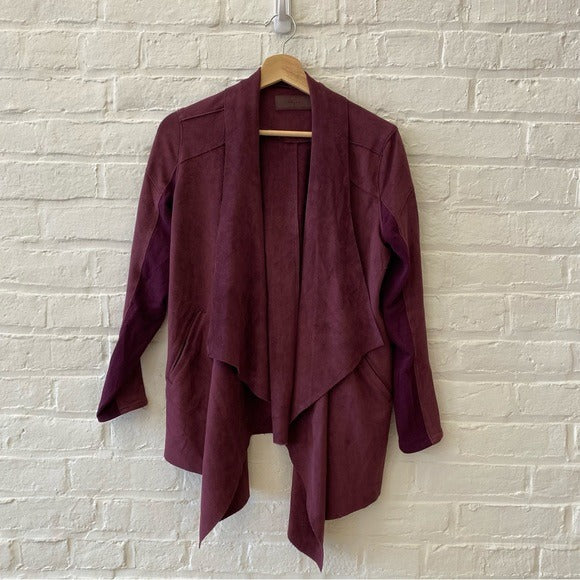 Blank NYC || Cloud Nine Drape Jacket Faux Suede Merlot Red Purple