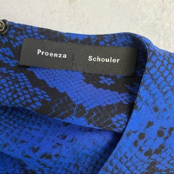 Proenza Schouler || Snake Silk Crepe Dress Blue Python 6