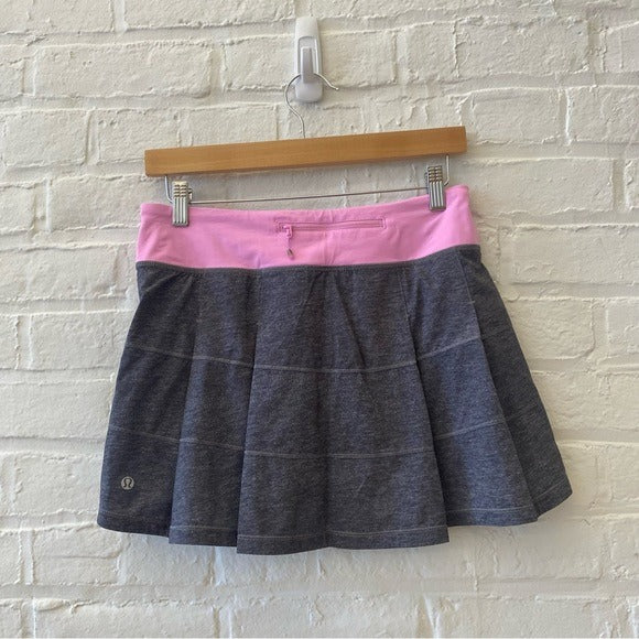 Lululemon || Pace Rival Skirt II Grey Deep Coal Vintage Pink Run Stretch 6 Tall