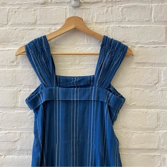 The Great. || Sundown Midi Dress Blue Tiller Stripe Cotton Size 1 / Small