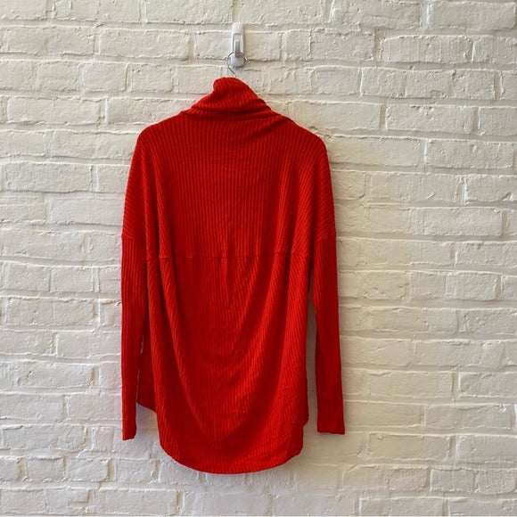 Anthropologie || Saturday Sunday Ribbed Cowl Neck Pullover Red XS/S