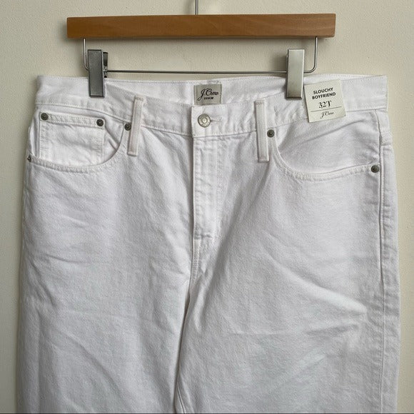 J. Crew || Slouchy Boyfriend Jeans White 32 Tall AV946