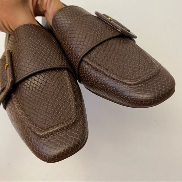 Louise et Cie || Espen Loafer Snake Embossed Leather Flats Brown 6