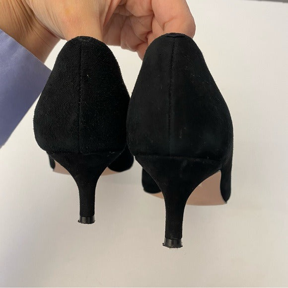 J. Crew || Sophia Closed-V Kitten Heels Black Suede 6.5 AB088