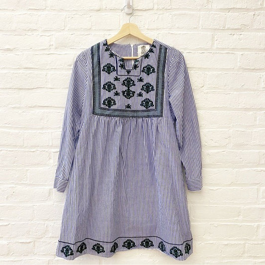 Anthropologie || Lili’s Closet Aiden Embroidered Tunic Dress Striped Blue Small