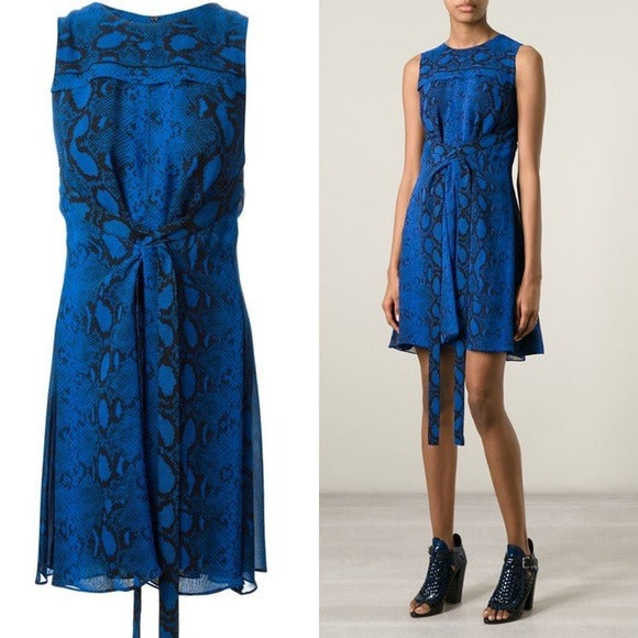 Proenza Schouler || Snake Silk Crepe Dress Blue Python 6