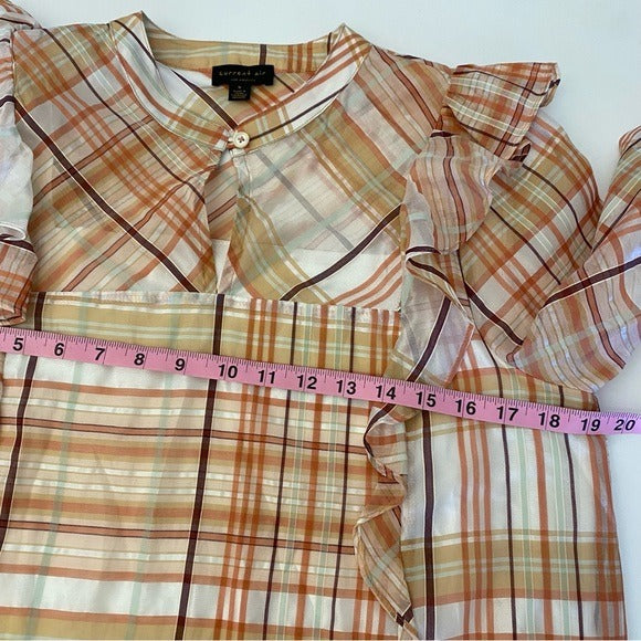 Anthropologie || Current Air Polly Ruffled Blouse Plaid Small