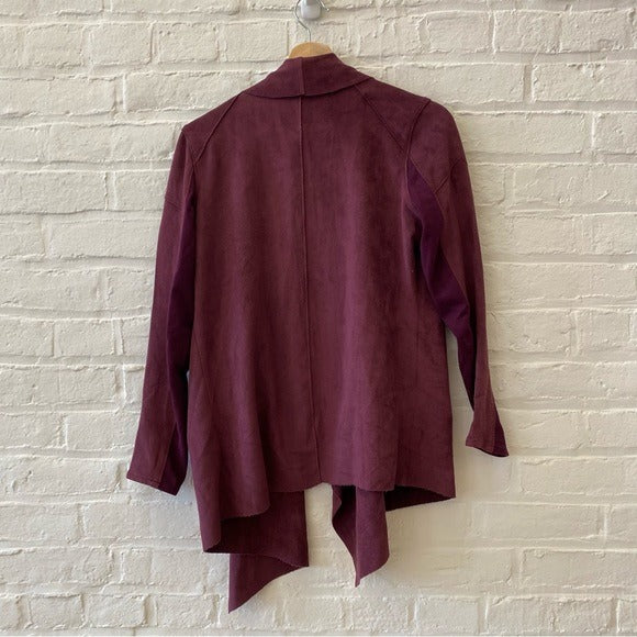 Blank NYC || Cloud Nine Drape Jacket Faux Suede Merlot Red Purple